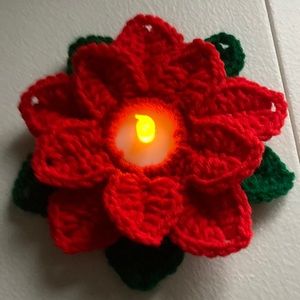 Hand crochet poinsettia flower